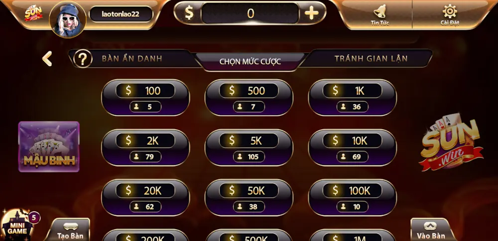 Cách chơi Mậu Binh tại SUNWIN